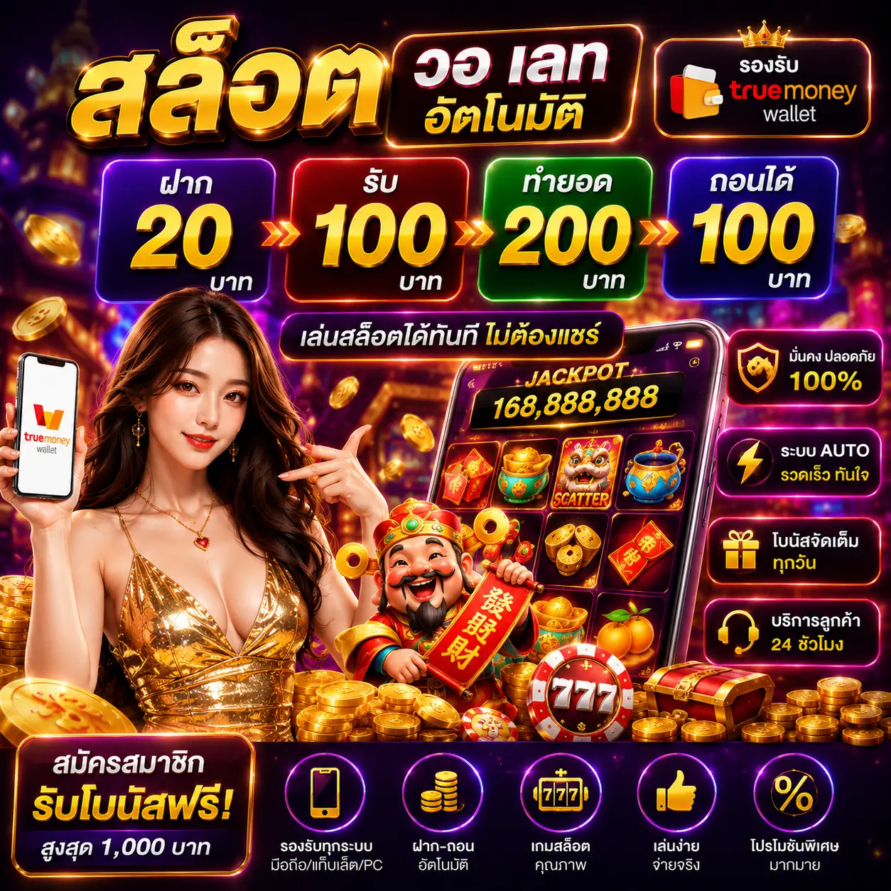 สล็อต ฝาก 20 รับ 100 ทํา 200 ถอนได้ 100 วอ เลท โปรสุดคุ้ม