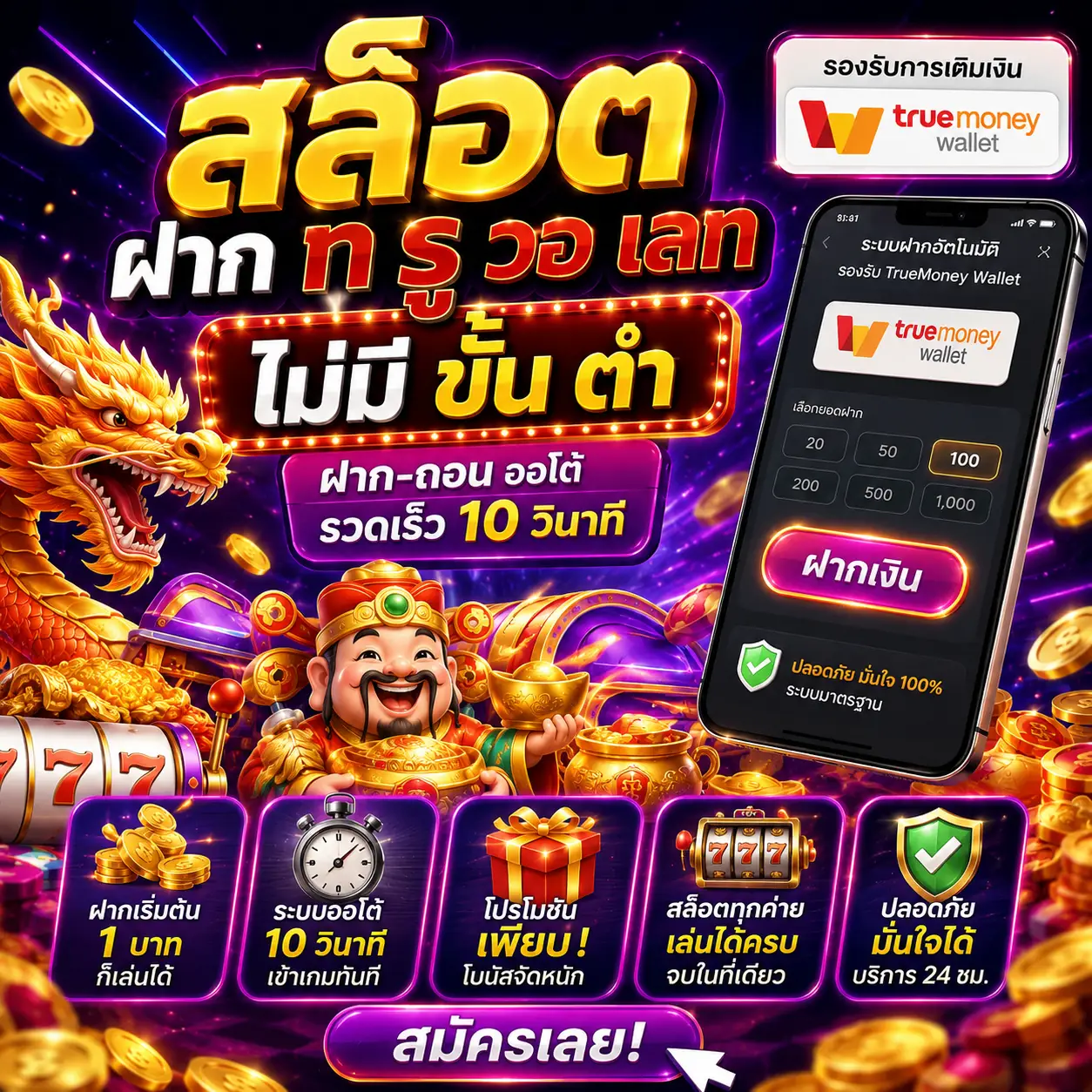 สล็อต ฝาก ท รู้ วอ เลท ไม่มี ขั้น ต่ำ ทางเลือกใหม่ของสายสล็อตยุคดิจิทัล