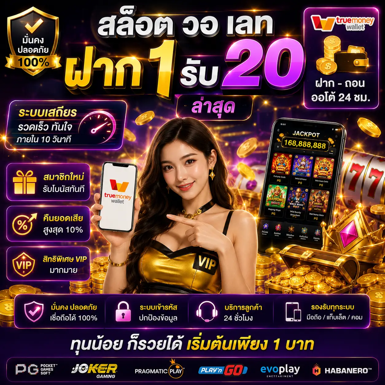 สล็อต วอ เลท ฝาก 1รับ20 ล่าสุด โปรแรงสายทุนน้อย เล่นง่าย