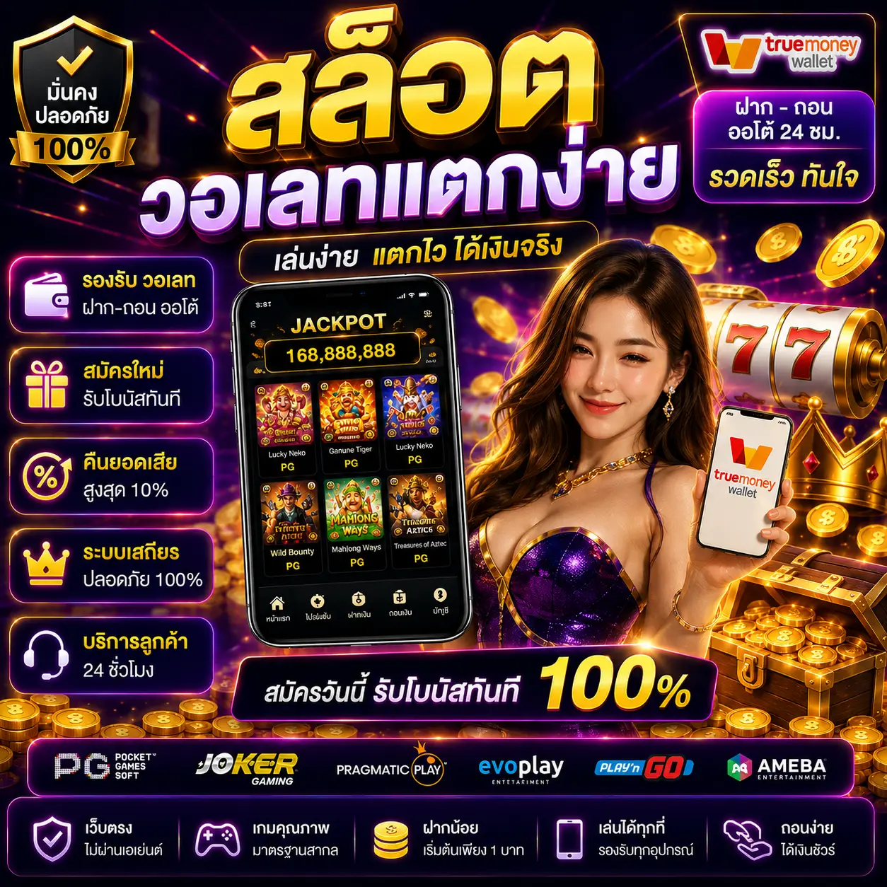 สล็อต วอเลทแตกง่าย เล่นง่าย โบนัสแรง กำไรไว