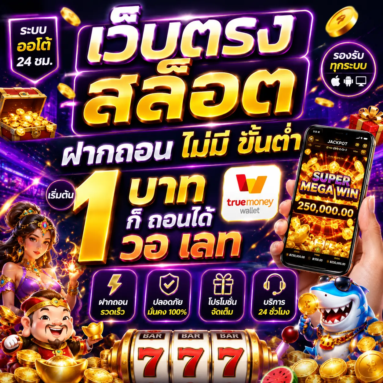 เว็บตรง สล็อต ฝากถอน ไม่มี ขั้นต่ํา 1 บาท ก็ถอนได้ วอเลท ฝากถอนออโต้
