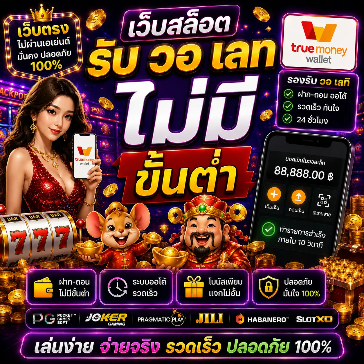 เว็บสล็อต รับ วอ เลท ไม่มี ขั้น ต่ํา ฝากถอนง่าย เล่นได้ทุกทุน